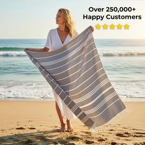 Serviette de plage personnalisée Sunset Loom, séchage rapide, style uni avec motif rayé, logo imprimé par sublimation, sac durable pour la salle de bain - Product Image 4