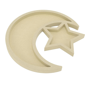Plateau de service à dessert décoratif en forme d'étoile et de lune en bois d'acacia - Product Image 2