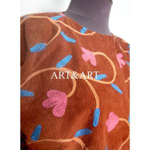 <b>Amazing</b> Look Cotrise Embroidery Floral Quilted Winter Jacket Women's Regular Length O-neck Full Sleeve 100% Cotton Breathable - Product Image 3