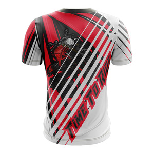 T-shirt sportif à manches courtes pour homme Time To Ride, impression par sublimation, séchage rapide, coupe classique, col rond, motif rouge, noir, blanc - Product Image 1