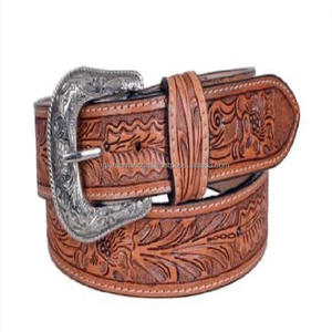 Ceinture florale personnalisée en cuir véritable usinée à la main et peinte à la main avec boucle amovible de designer dans toutes les tailles personnalisées - Product Image 1