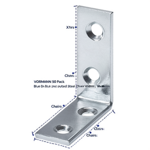 VORMANN Lot de 50 supports de chaise en acier zingué bleu 80x80mm, largeur 18mm, épaisseur 2mm - Product Image 3