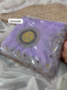 Tenue tendance, sari en cristal doux de haute qualité, broderie lourde en gota, bordure de créateur, vêtements pour femmes adultes, Inde - Product Image 5