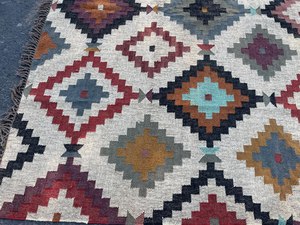Kilim Wool Jute Area <b>Rug</b> Customized Color Geometric Pattern Traditional Indian Handwoven Washable Medium Pile Custom Size <b>Rug</b> - Product Image 6