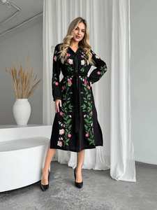 ยูเครนชุดเดรสปักสีดำทำมือวิสฮิวอังกาประดับแบบดั้งเดิมเสื้อผ้าผู้หญิงสไตล์พื้นบ้านที่สง่างาม - Product Image 6