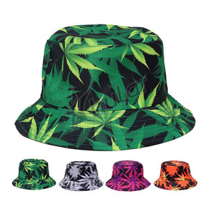 Chapeaux seau verts Chapeau seau personnalisé Coton Motif feuille de poisson Conception réversible Kid-Friendly pour le cyclisme décontracté Utilisation quotidienne de fête - Product Image 2