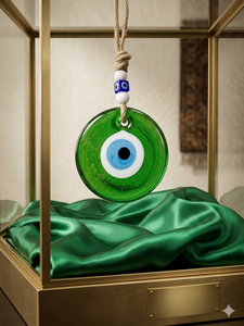 SNB1003 Handmade 13cm Light Green Glitter Glass Evil Eye <b>Wall</b> Hanging <b>Ornament</b> - Large Murano Style Turkish Nazar Bead for Home - Product Image 2