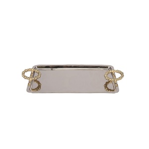 Plateau d'arrivée supérieur Poignée en feuille d'or Plaque de service en chocolat argenté nickelé Plaque de chargement en aluminium - Product Image 6