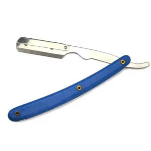 Maquinilla de afeitar de borde recto de peluquero profesional con mango de madera para cara cuerpo Bikini axila - Product Image 1