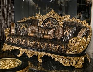 Luxury Midcentury Modern Chesterfield <b>Sofa</b> Set Hand Carved Teak Wood <b>Gold</b> Finish Eco-Friendly Durable Living Room Hotel Villa - Product Image 4
