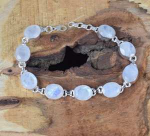 Rainbow Moonstone Sterling Silver Bracelet Adjustable Oval Gemstone Handmade Jewelry Elegant Gift For Women - Product Image 6