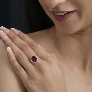 Anillo de rubí ovalado Bisel de plata esterlina Ajuste Piedra natal de julio - Product Image 2