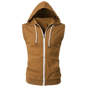 Meilleurs fabricants 100% coton polaire unisexe lourd respirant et à séchage rapide sweats à capuche sans manches zippés pour hommes à bas prix - Product Image 6