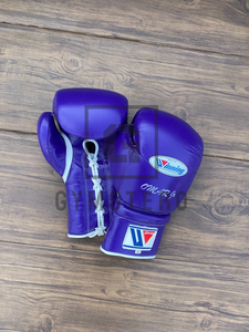 Gants de boxe d'entraînement professionnels Winning Pro en cuir de vachette véritable, à lacets, à doigts entiers, personnalisables, avec sangle de poignet réglable, soyeux - Product Image 5