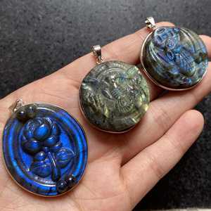 Collar con colgante de piedras preciosas de labradorita tallado a mano en 35 estilos colección de joyas chapadas en plata regalos únicos - Product Image 4