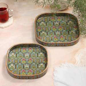 <b>Wooden</b> <b>Trays</b> with Enamel Digital Print Multipurpose Decorative <b>Trays</b> Breakfast <b>Wooden</b> <b>Serving</b> <b>Tray</b> Available At Cheapest Price - Product Image 1