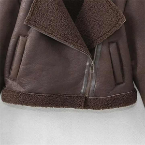 Premium Style Women's Sheep Skin PU <b>Shell</b> 3D Pattern Quick Dry Autumn/Winter <b>Suit</b> <b>Jacket</b> with Lapel Pocket and Button Decoration - Product Image 5