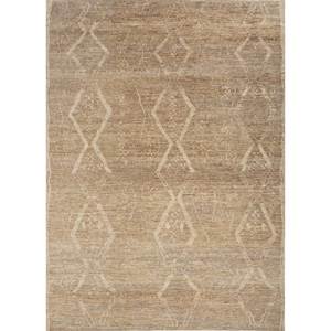 พรมขนสัตว์ถักมือสีเบจและสีน้ำตาลลายเรขาคณิต พรมปูพื้นปอกระเจาสำหรับตกแต่งห้องนั่งเล่น รุ่น Reb-1499 ขนาดใหญ่ - Product Image 1