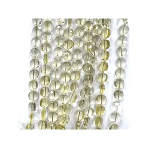 Genuine Top Grade Wholesale High Quality Natural Lemon Quartz Faceted Cushion Shape Beads 17 Inches Size 6mm Approx