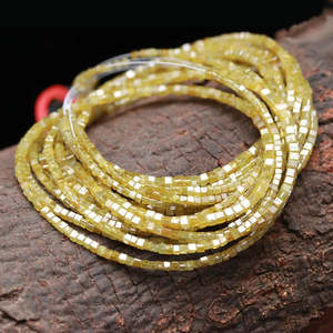Perles cubiques en diamant naturel jaune 1,5-2,5 mm, taille coussin, qualité excellente et bonne, pour la fabrication de bijoux, brins de 14 pouces dans une boîte - Product Image 3