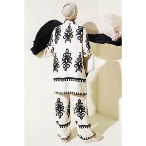 Ensemble 2 Pièces Ethnique en Viscose à Motifs Ecru - Product Image 1