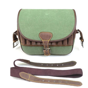 REHEXIMPEX 100% Classic Leather & <b>Canvas</b> Tactical Cartridge Holder 120 <b>Rounds</b> Capacity Customizable Speed Loader Hunting Bag - Product Image 2