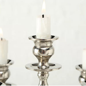 Candelabro de Metal de 5 brazos de plata brillante de tamaño personalizado atractivo soporte para velas de boda diseño único para tarro de velas - Product Image 3