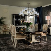 Ensemble de table et chaises de salle à manger extensible en marbre et acier inoxydable, style moderne français de luxe, pour villa et mobilier de maison