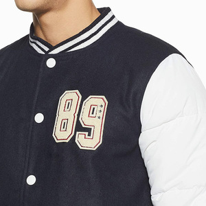 Vestes de baseball de qualité supérieure, corps en laine bleue, manches blanches, confortables, durables, personnalisées pour adultes - Product Image 5