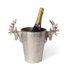 Diseño clásico champán vino cubo anillo manijas Metal aluminio fundido cubo de hielo decoración soporte embalado cartón - Product Image 4