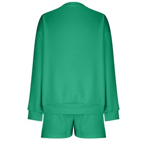 Sweatshirts à col rond personnalisés pour femmes, ensemble de vêtements pour femmes en deux pièces, sweat-shirt à épaules tombantes et short pour femmes, été - Product Image 6