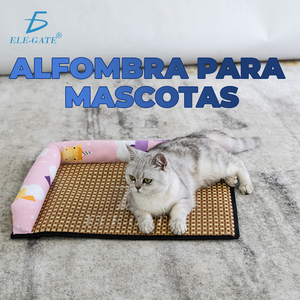Cama Refrescante para Mascotas, Funda para Asiento de Coche, Tejido de Ratán Natural, Transpirable, Oxford, Fresca y Cómoda para Perros y Gatos, Ideal para Viajes, con Estampado - Product Image 5