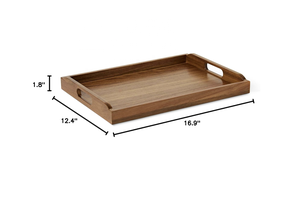 Plateau de service rectangulaire en bois Divris DR-820 avec poignée, finition polie, pour usage résidentiel, sans danger pour les aliments - Product Image 5