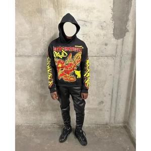 Harajuku Retro Pullover Personalized Pattern Printed Hoodie <b>Black</b> <b>Man</b> Hoodi Oversize Sweatshirt Casual Top Ins Street Wear - Product Image 5