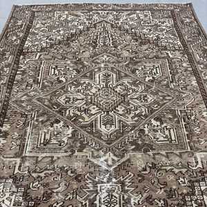 Grand tapis turc vintage 6,8x9,3 pieds, tapis oriental brun en laine - Product Image 5