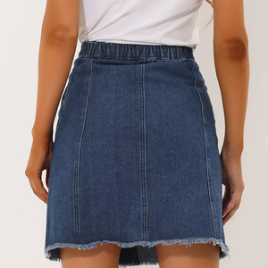 Jupe en jean décontractée pour femmes, imprimé à carreaux, design évasé court, durable, écologique, respirante, confortable, utilisation durable - Product Image 4