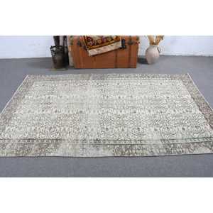 Alfombra Turca, Alfombra Vintage de 5.1x4.8 pies, Alfombra de Lana Gris - Product Image 3