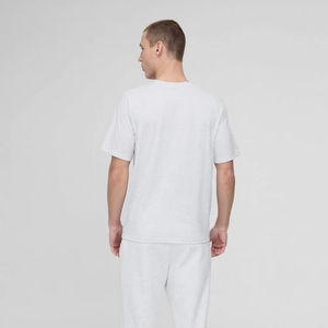 T-shirt en coton épais avec logo personnalisé tissu doux respirant coupe ajustée été col uni temps chaud tenue décontracté t-shirts pour hommes - Product Image 3