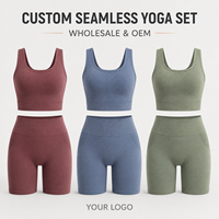 Ensembles de yoga personnalisés pour femmes, tenues de sport sans coutures à taille haute, effet push-up, extensibles, en latex