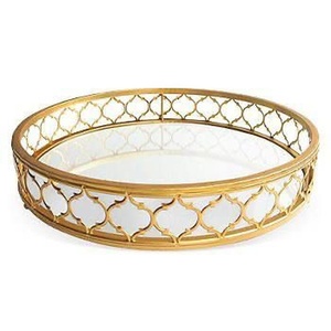 Plateau de service rond moderne, élégant, durable et multifonctionnel en métal créatif pour boissons, collations et décoration stylée - Product Image 6