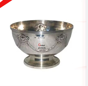 Dernier bol de service de nourriture et de salade en acier inoxydable en métal fini argenté pour restaurant et bar d'hôtel - Product Image 1
