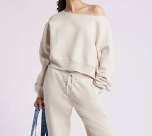 Vente en gros de sweats à capuche oversize pour femmes 100% coton, broderie de logo personnalisée, sweats amples en molleton avec col imprimé - Product Image 5