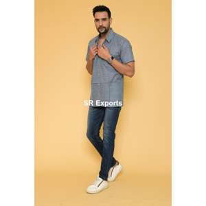 Camisa bohemia de algodón para hombre hecha a mano de manga corta con estampado de bloque indio, ropa informal ligera con cuello abotonado - Product Image 3