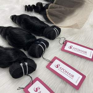 VENTA CALIENTE SET 3 BUNDLES HD FRONTAL 13*4 MAGIC RIZLY Raw Natural Hair Vendedores Vietnamita Cutícula Alineada Raw Human Hair Soft - Product Image 3