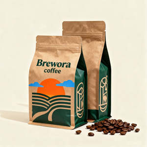 Custom Security Kraft Paper Flat Bottom <b>Pouch</b> Gravure Printing High for Barrier Food Grade <b>Coffee</b> Tea Packaging Ziplock Valve - Product Image 6