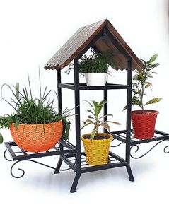 Best selling four tier <b>plants</b> display stand indoor outdoor hut shaped metal planters stand decoration home garden balcony - Product Image 4