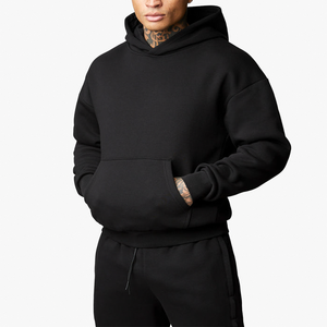 Sweat à capuche surdimensionné doublé 100% coton écologique pour hommes avec logo personnalisé de haute qualité avec polaire épaisse - Product Image 4