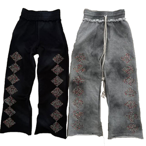 Pantalones Anchos de Alta Calidad, Personalizados, de Doble Cintura, Gruesos, Holgados, de Pierna Ancha, Estilo Deportivo, para Hombre - Product Image 1
