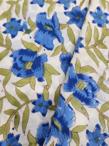 Indian Handmade Knitted Cotton Fabric with Hand <b>Blocked</b> Floral <b>Print</b> Embroidery for Shirts Suits Dresses or Home Decor - Product Image 4