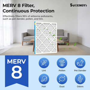 แผ่นกรองอากาศ SUIXINEYI ขนาด 16x20x1 นิ้ว MERV 8 รูปทรงสี่เหลี่ยมผืนผ้า สำหรับเครื่องปรับอากาศบ้าน เตาทำความร้อน และระบบ HVAC - Product Image 2